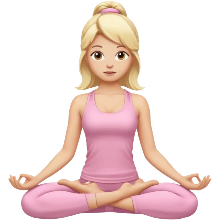 blonde yoga girl light pink clothes n emoji