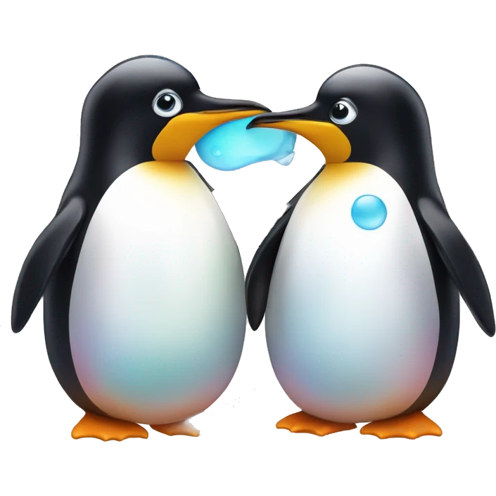 penguins in love with colorful soap bubbles emoji