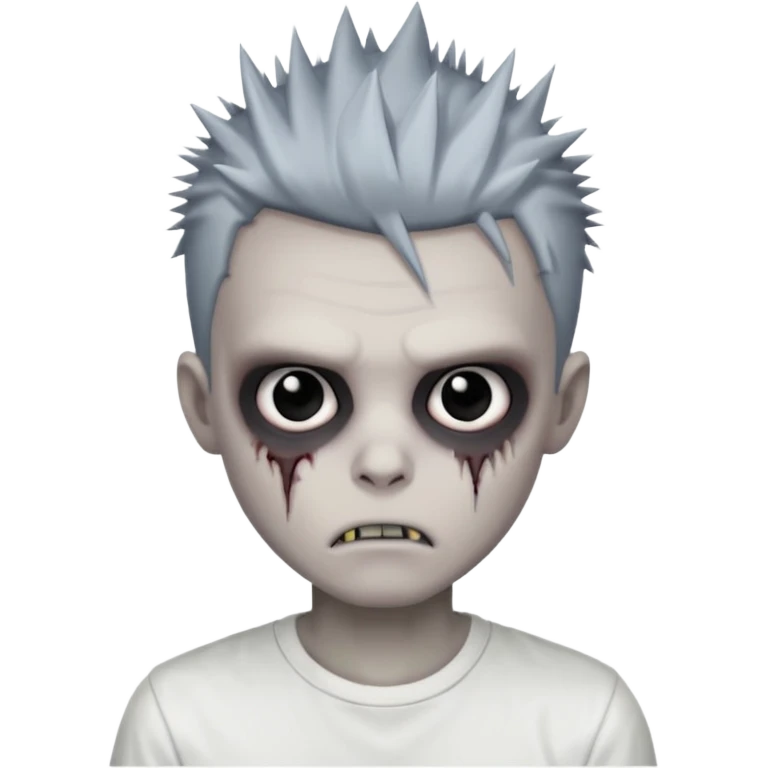 zombie boy with spiky emo hair and white shirt emoji to use or share on Discord and Slack. emoji