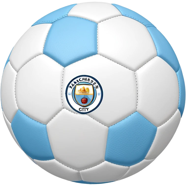 Soccer ball in Manchester City sky blue and white colors emoji