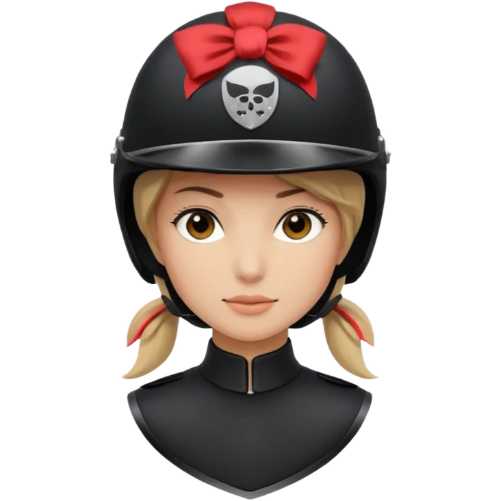 Rider helmet black matte at the back theres ribbon attached for female rider emoji