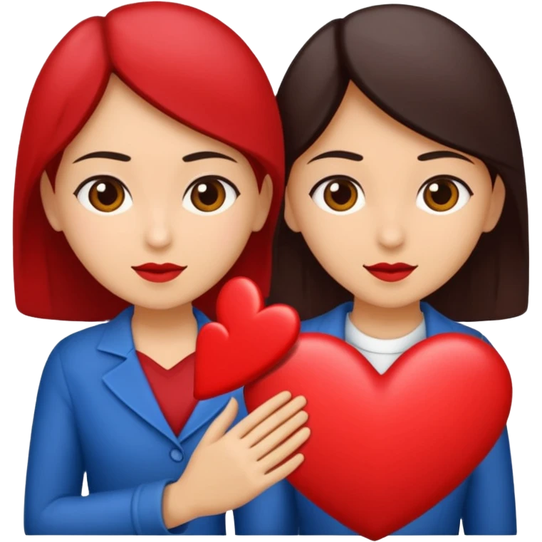 Dos personas en medio de un corazón partidos en dos emoji