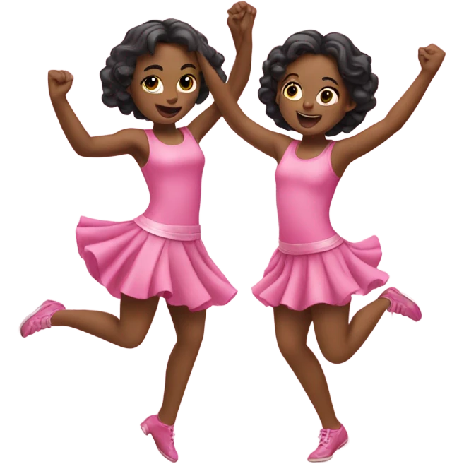 Two girls dancing pink  emoji