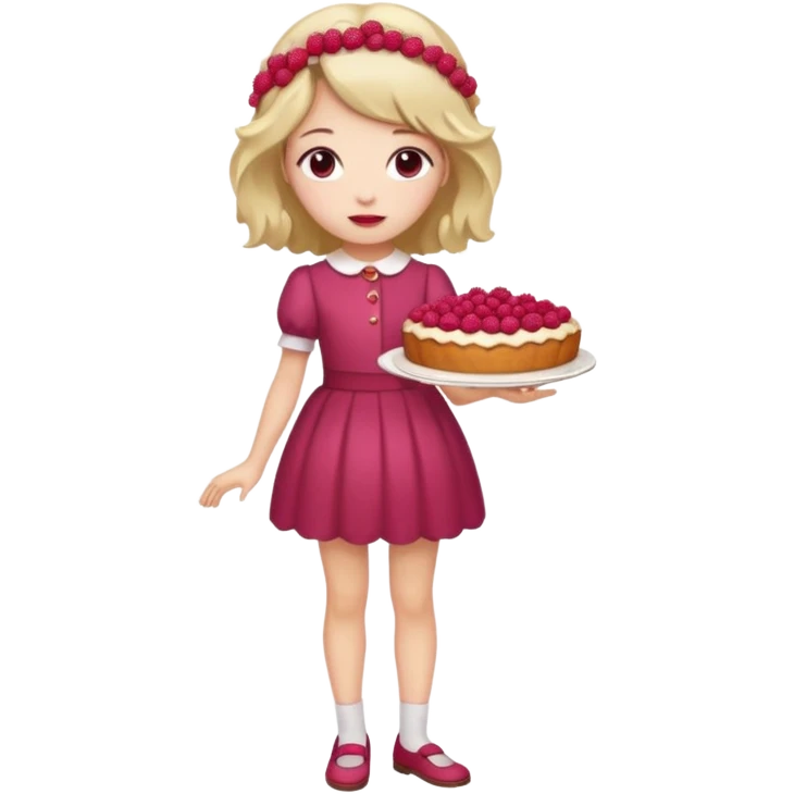 Raspberry torte human girl full body and legs with a raspberry barrette on her hair emoji