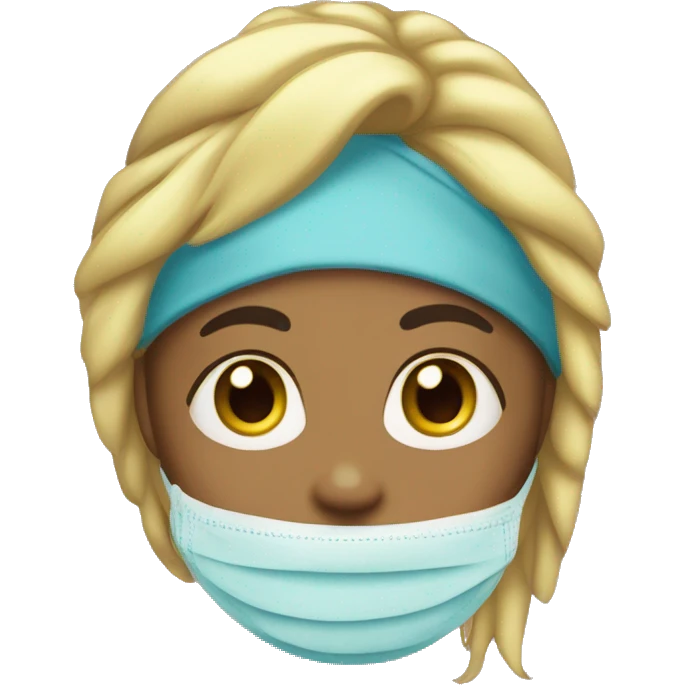 Chica con mascarilla y una toalla en el pelo  emoji