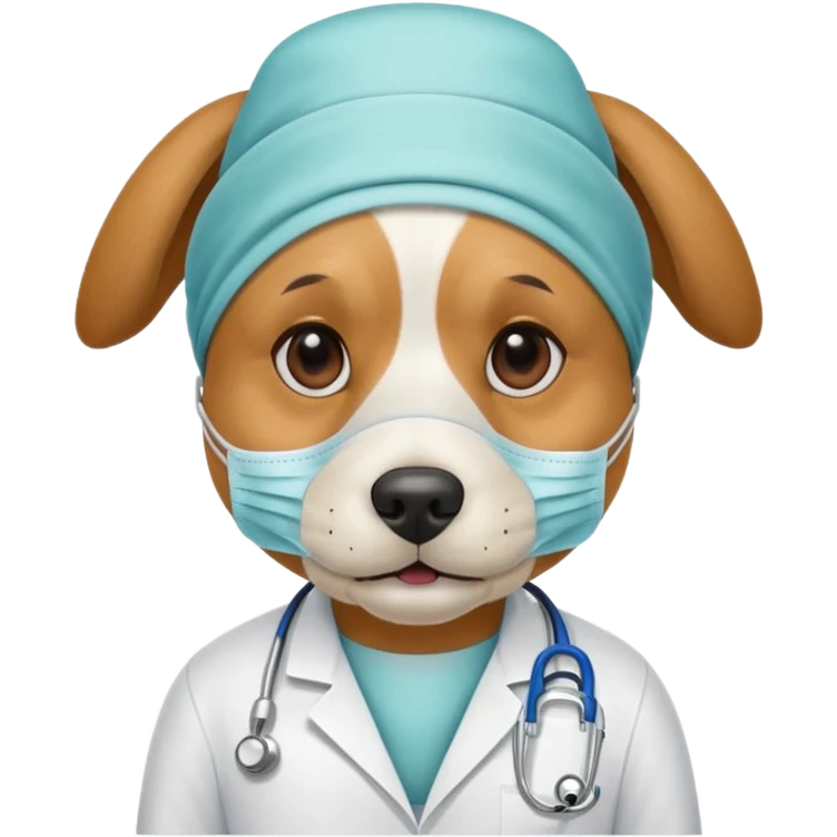 doctor dog wearing medical mask emoji
