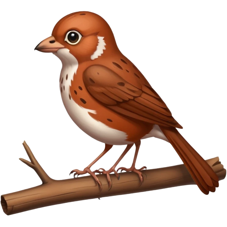 A curious fox sparrow perched on a thin branch. emoji