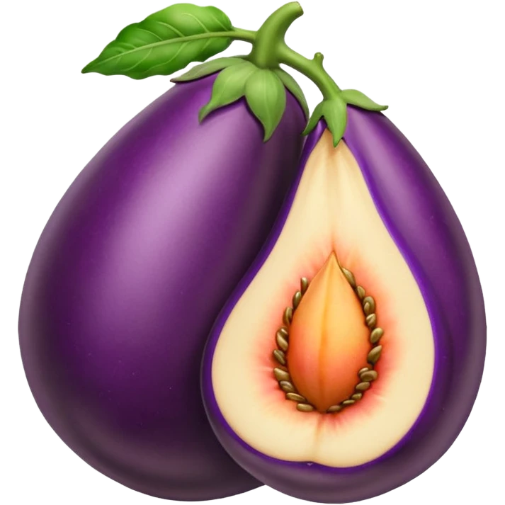 Egg plant inside a peach emoji