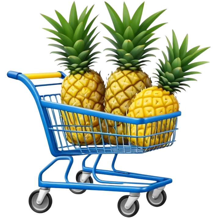 pineapples in a blue Shopping cart  emoji
