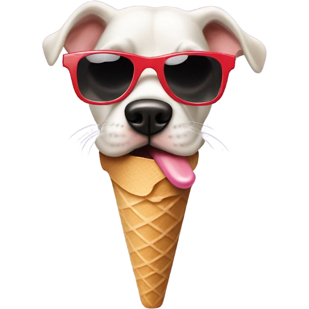 A dog licking a ice cream cone with cool sunglasses emoji