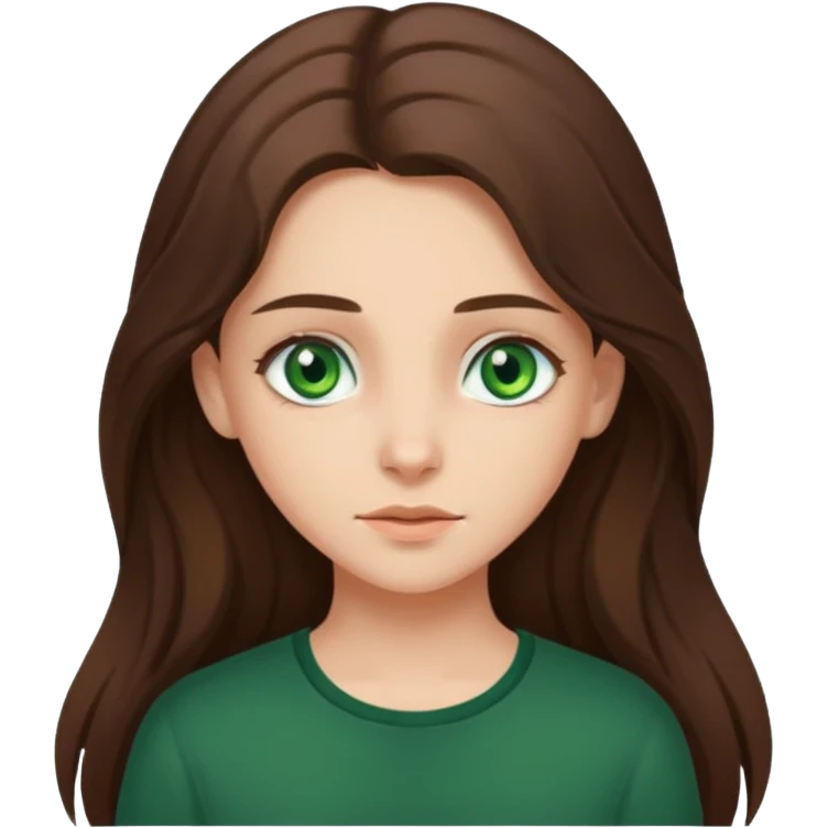 brunnete girl with long hair and lazy green eyes emoji