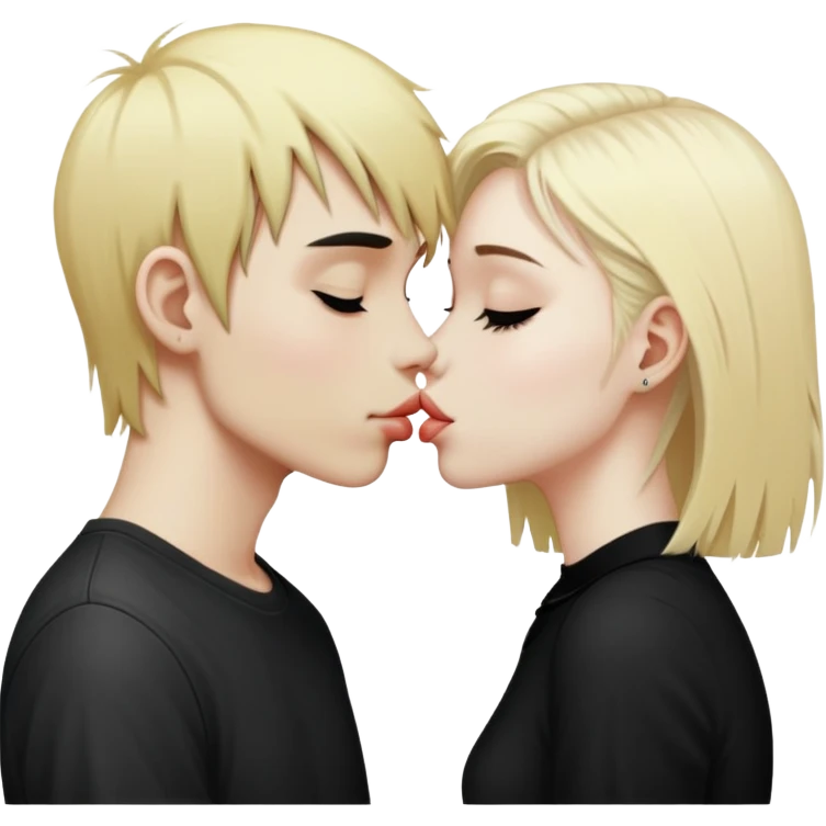 Emo boy kissing blonde girl emoji