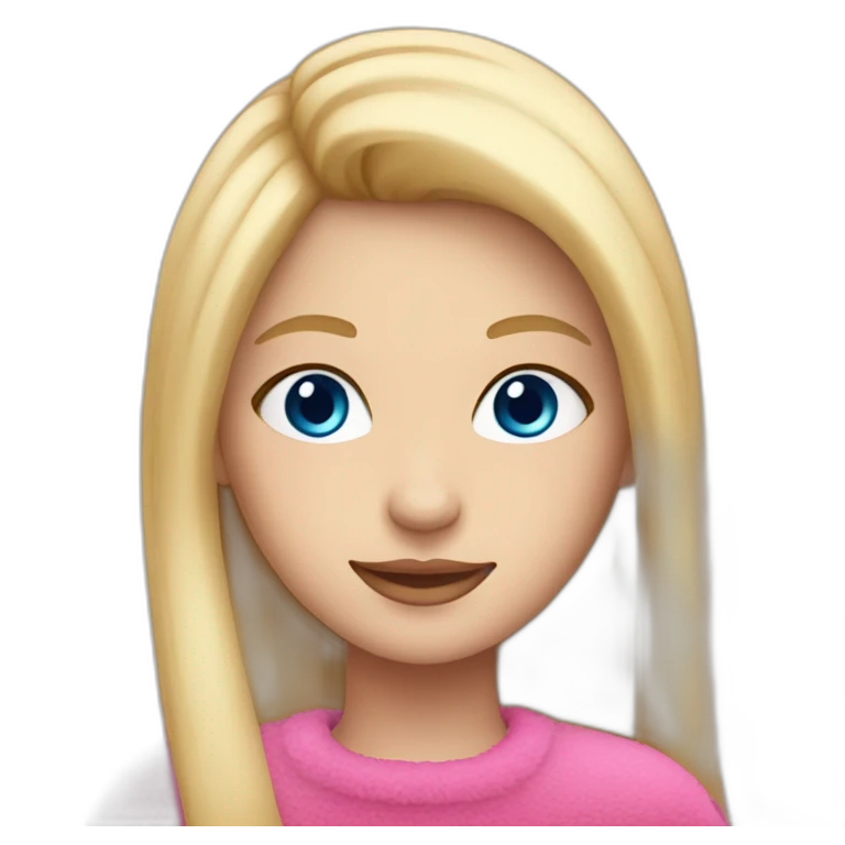 Blonde girl with straight hair with blue eyes and in pink fur emoji