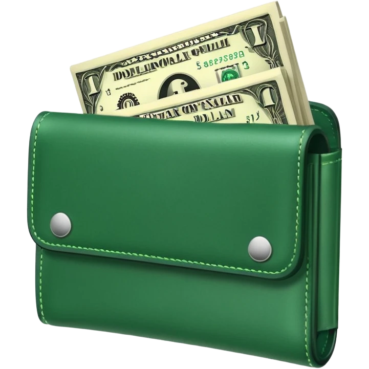 green wallet with dollars emoji