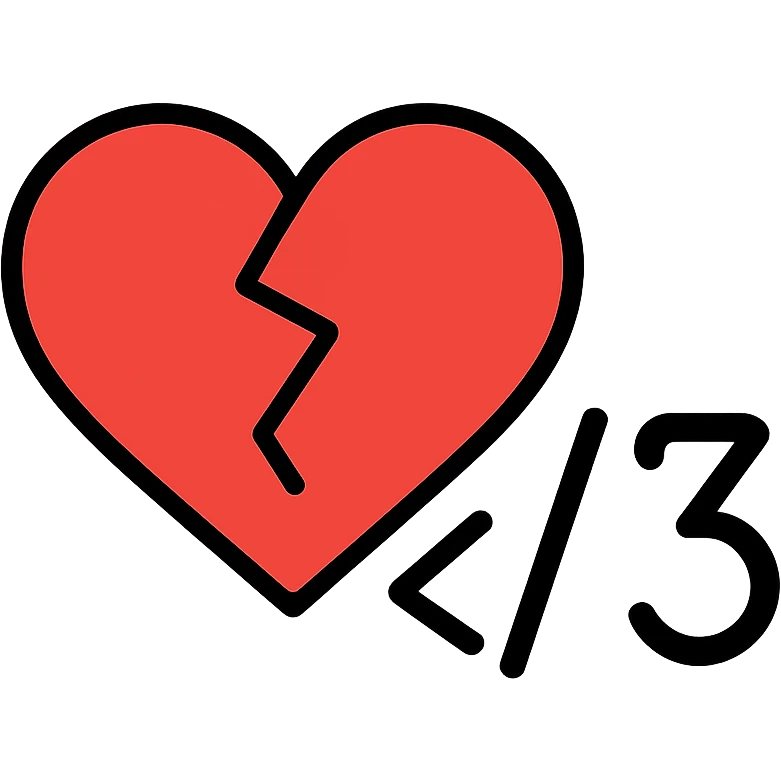 A broken heart symbol with the text '</3' emoji