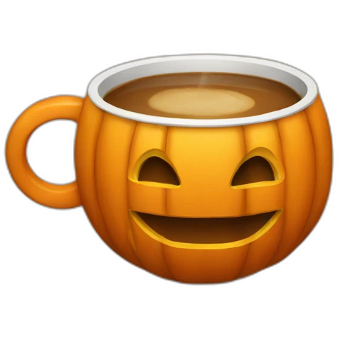 pumpkin drinking coffee emoji
