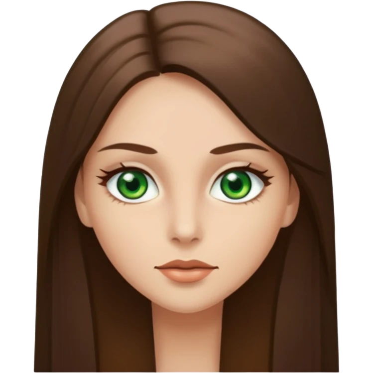 pretty woman in her 40s with green eyes and long straight ash-brown hair  emoji