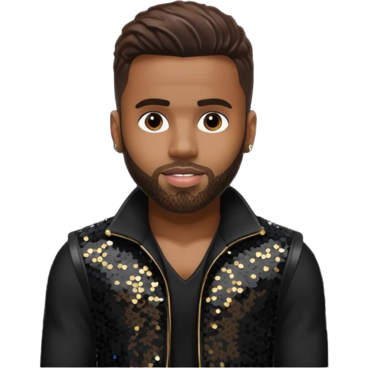 Jason Derulo with dark brown hair, black sequin outfit emoji