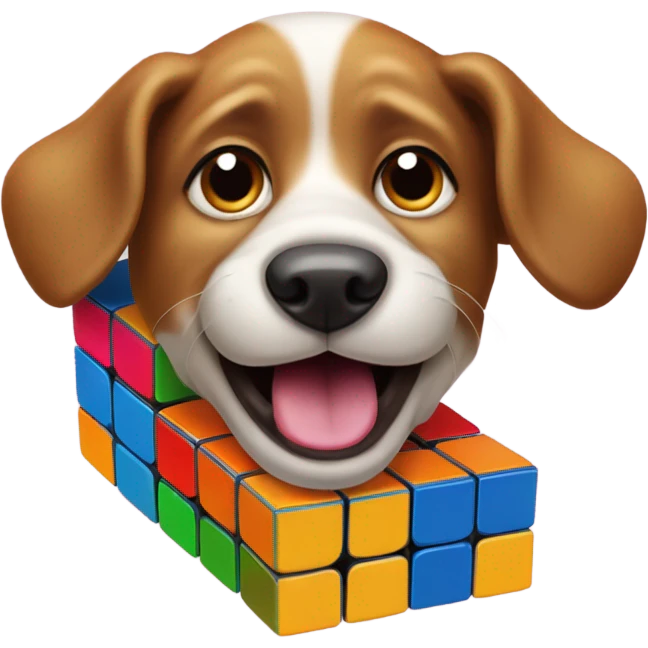 dog eating a rubix cube emoji