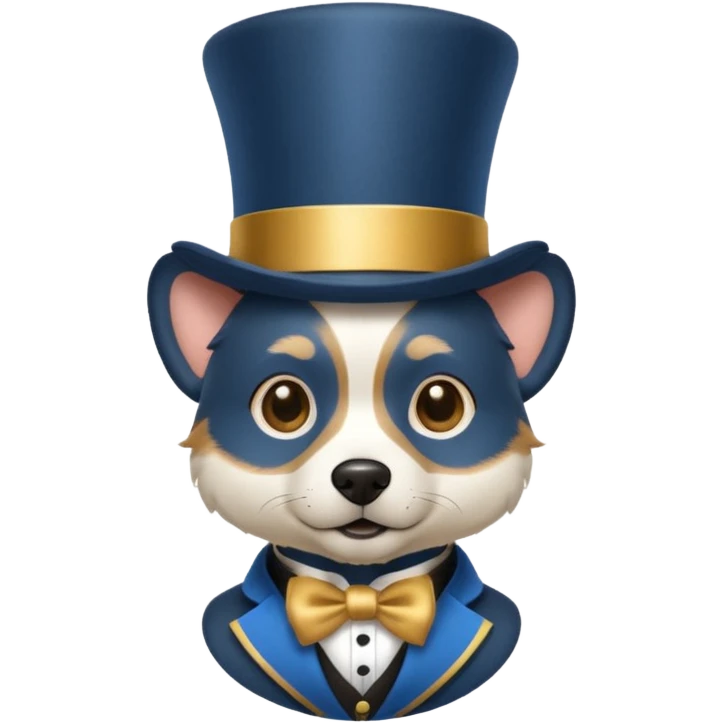 fancy dog with blue hair, wearing hat emoji