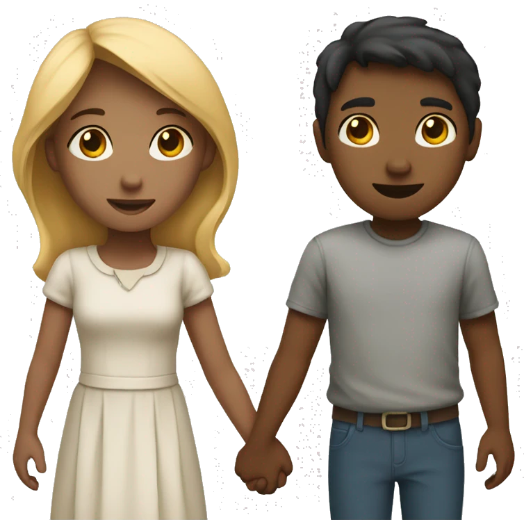 a girl and a boy from the front holding hands emoji