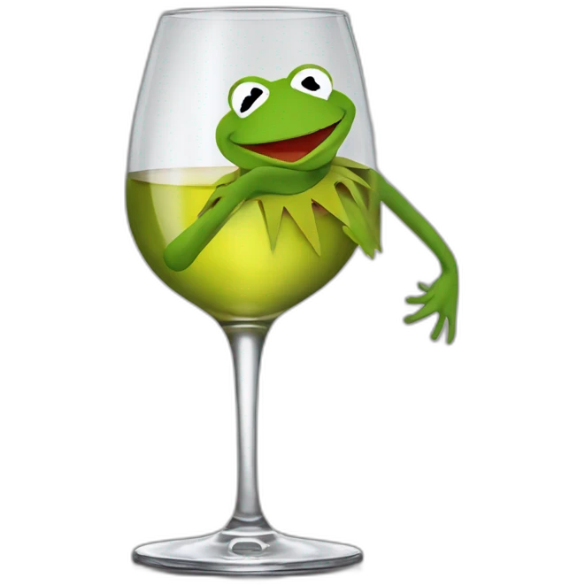 Kermit frog glass of wine emoji