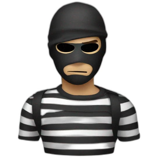 Robber with black mask and striped shirt emoji