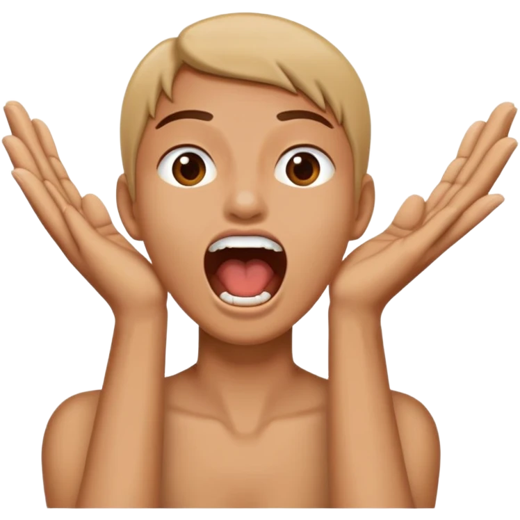 hands on neck mouth open emoji