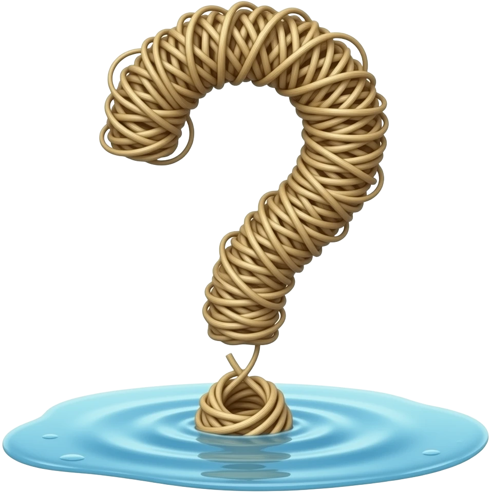 fishing line snagged in the water with a question mark emoji