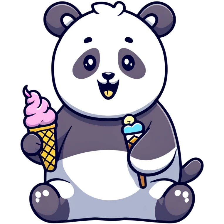 Panda eating ice cream emoji