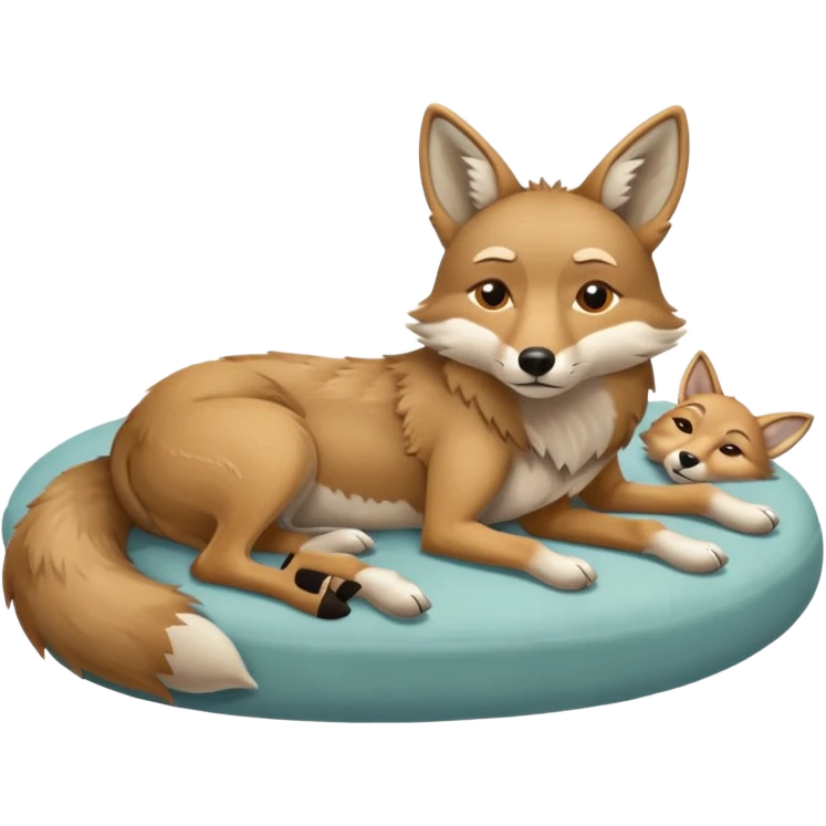 Coyote laying down on a bed, dreaming  emoji
