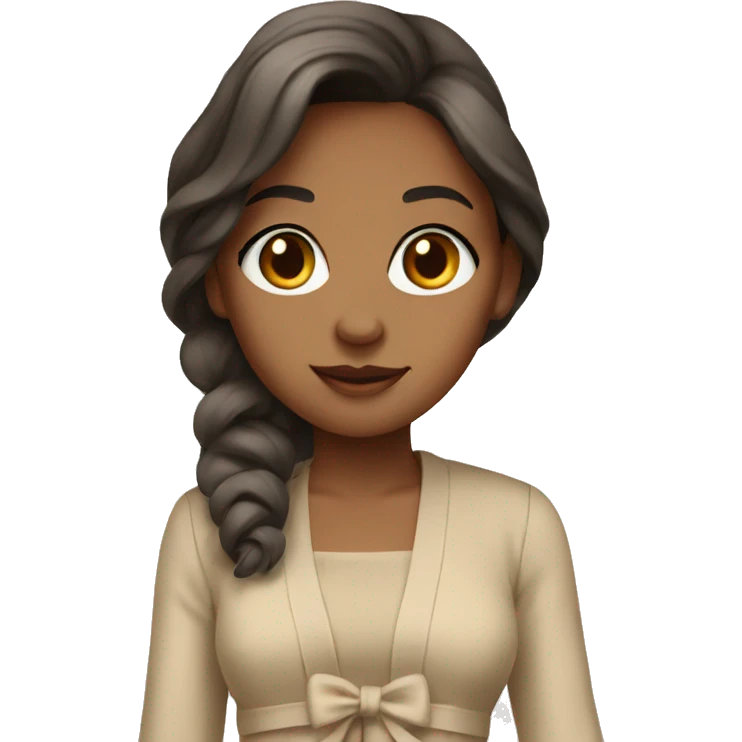 beige bow dress with beige cardigan emoji