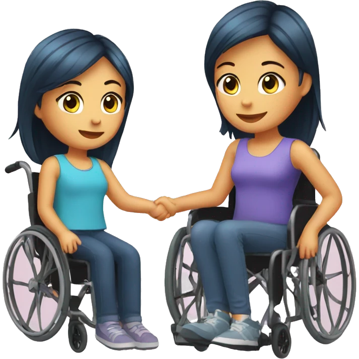 A girl next to a girl in a wheelchair  emoji
