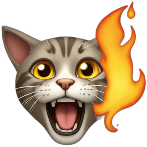 Cat yells flames emoji