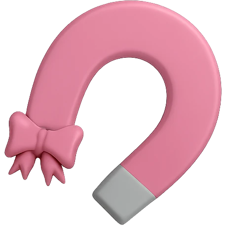Isolate and keep only the pink magnet with a transparent background, removing all other elements from the image. emoji