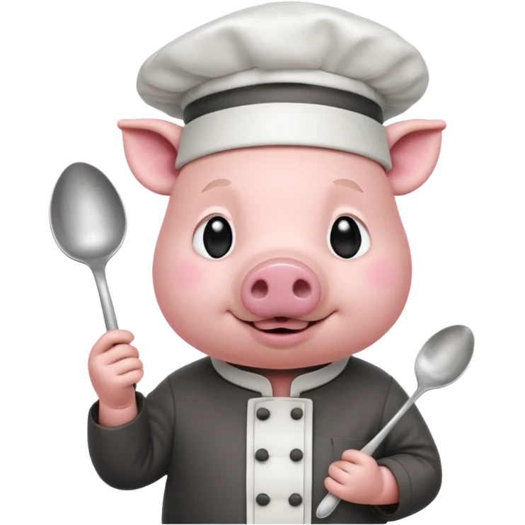 Chef Pig – pig wearing white chef hat holding spoon emoji