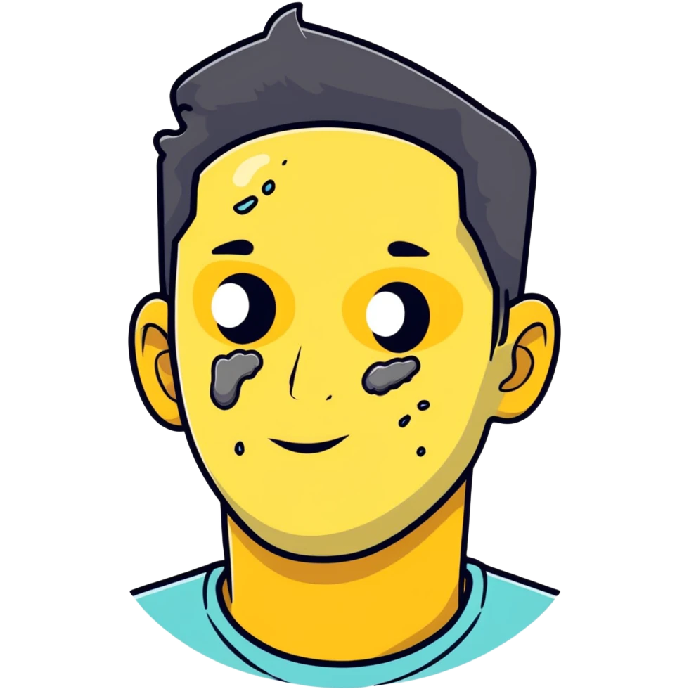 person with grease or oil on face emoji
