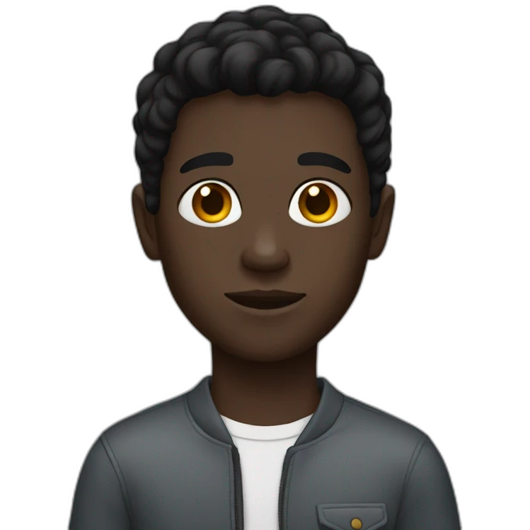 boy with dark skin, black hair emoji