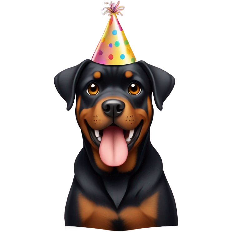 Rottweiler with birthday hat on emoji