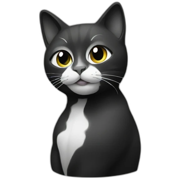 Cat black and white rap emoji