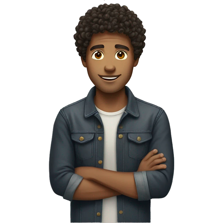 Curly-haired guy with dark hair emoji