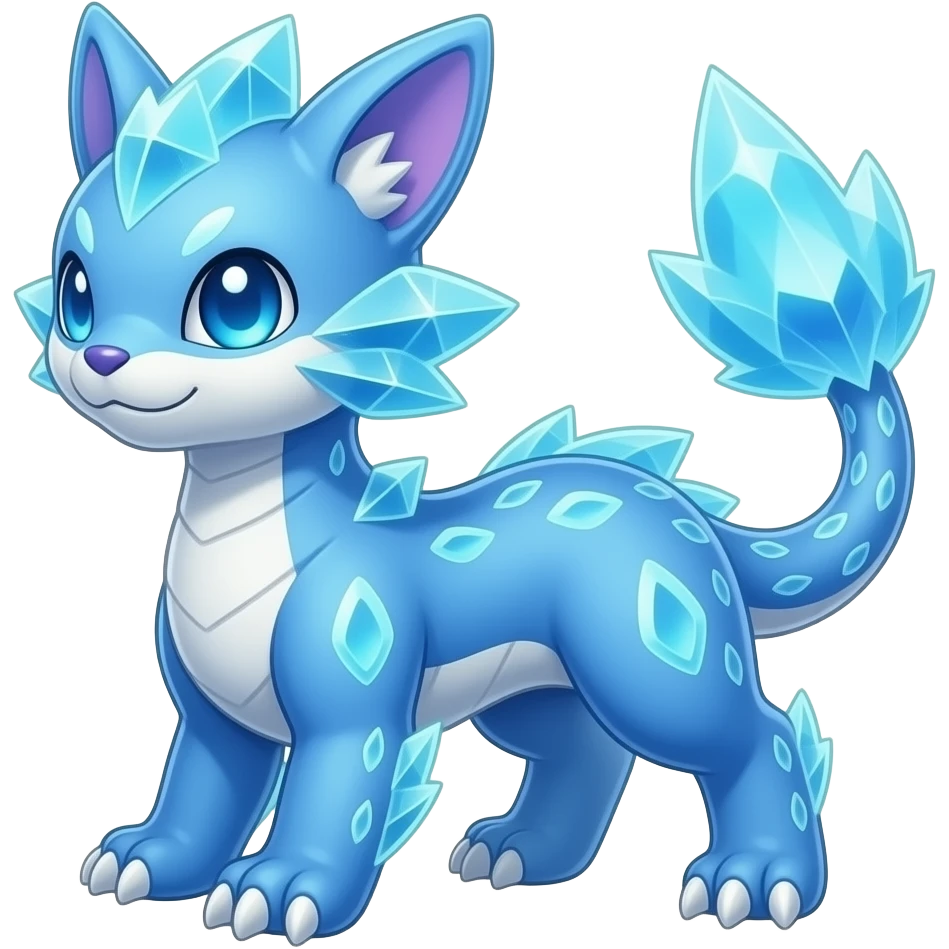 Blue and white Glacial Epic Legendary Bioluminescent Translucent Luminescent Diaphanous Shiny Colorful Meloetta-Latias-Veemon-Peppercat-Wargreymon-Protogen-Fakémon-fusion-hybrid-creature emoji