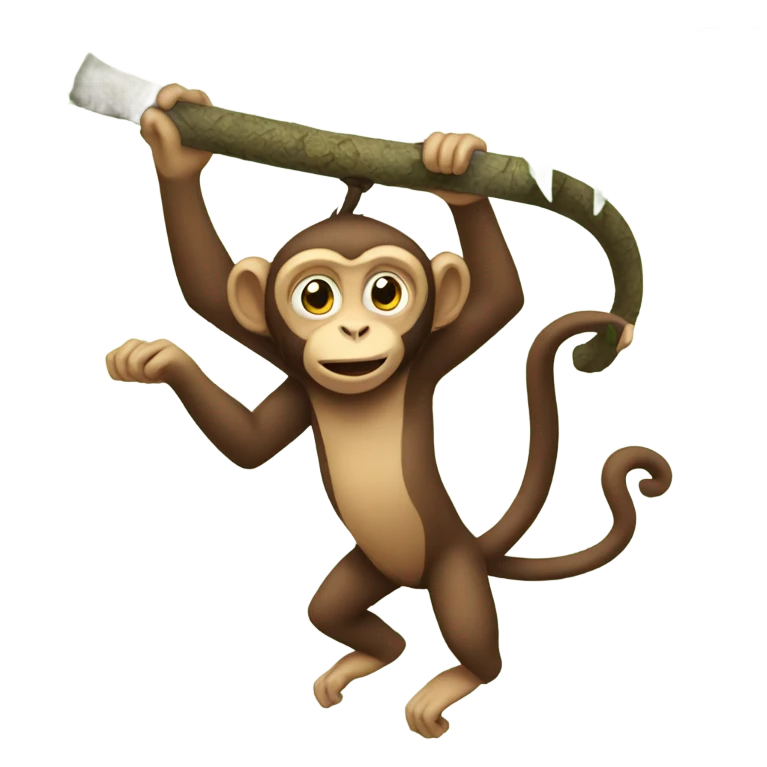 Monkey hanging from tree by tail emoji
