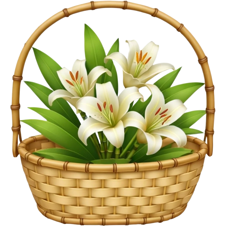 bamboo basket, lily, leony flowers emoji
