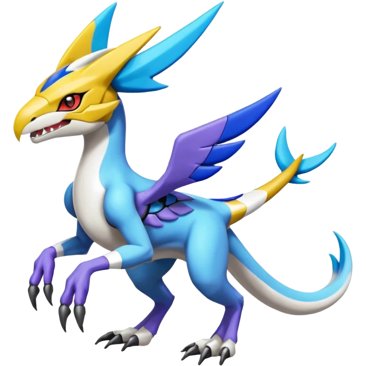 Colorful Meloetta-Latios-Wargreymon-Sergal-Pokémon-Digimon-Fakémon-fusion-hybrid-creature emoji