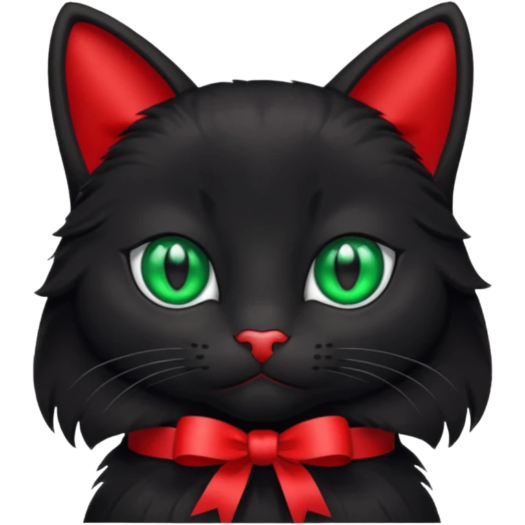 Black cat with red 🎀 emoji emoji
