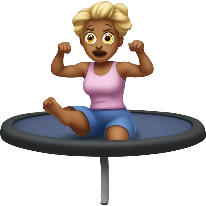 grumpy lady on a trampoline emoji
