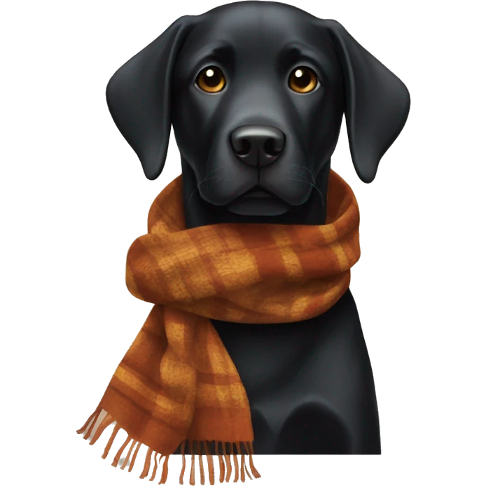 Black Labrador with fall scarf emoji