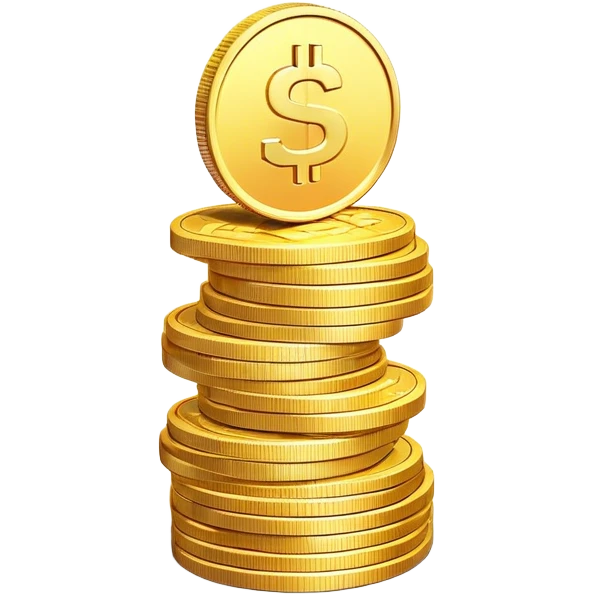 Clash of Clans aesthetic: Cinematic Playful Pixel 3D Coin Stack Portrait Emoji, rendered in a 3D vector-style similar to standard emojis with minimal shading and bold, simplified shapes. A compact, distinct form with signature details, softly glowing with a pixelated adventure charm. Simplified yet unmistakably iconic, highly detailed and consistent, glowing with a soft radiance and high shine. Stylized with a touch of classic pixel-art charm and a soft glowing outline, capturing the essence of a beloved gaming relic with a friendly, playful manner! emoji