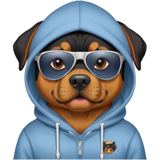 Rottweiler wearing sunglasses and a hoodie  emoji